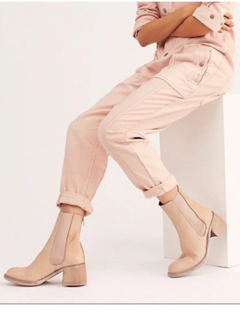 Free People Essential Chelsea Boots Chalk Cream Tan Women's EU 41 Boho Bohemian
